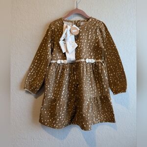Mud Pie Toddler Fawn Gauze Dress With Headband